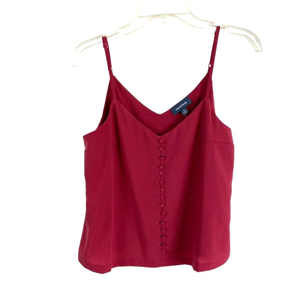 ModCloth Sleeveless Top Camisole Burgundy Button Front Detail S